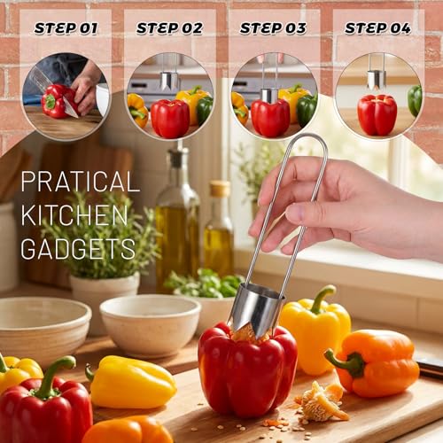 JJUNW Stainless Steel Apple Corer & Vegetable Slicer Tool (2Pcs)
