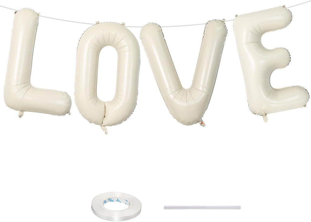 Skiennix 40 Inch Cream White Sand Love Balloons - Elegant Ivory Alphabet Decor for Weddings & Anniversaries