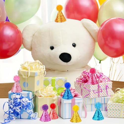10 PCS Mini Party Hats for Stuffed Animals and Small Pets, Cone Style