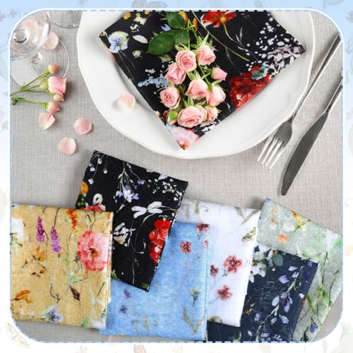 Reusable Cotton Kitchen Cloths Set - 60 Rich Flowers Pattern Towels