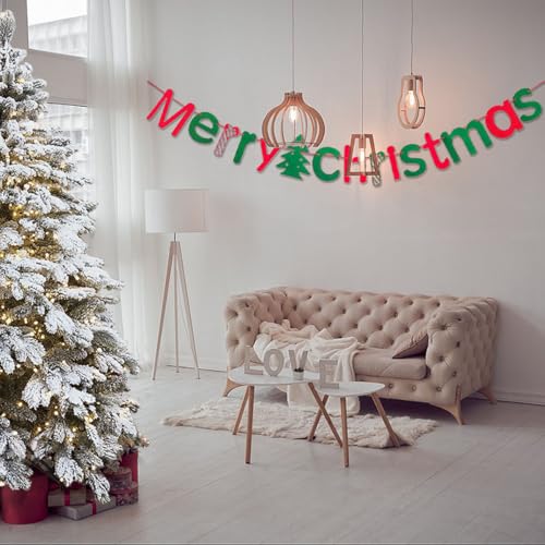 Merry Christmas Felt Banner – Red & Green Holiday Garland