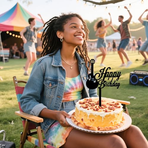 Black Bass Happy Birthday Cake Topper - Music Theme Decoration