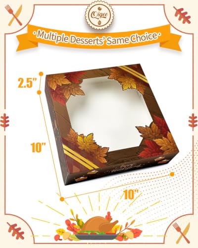Thanksgiving Cookie Gift Boxes with Window - 10x10x2.5 Inch, 30 Pack