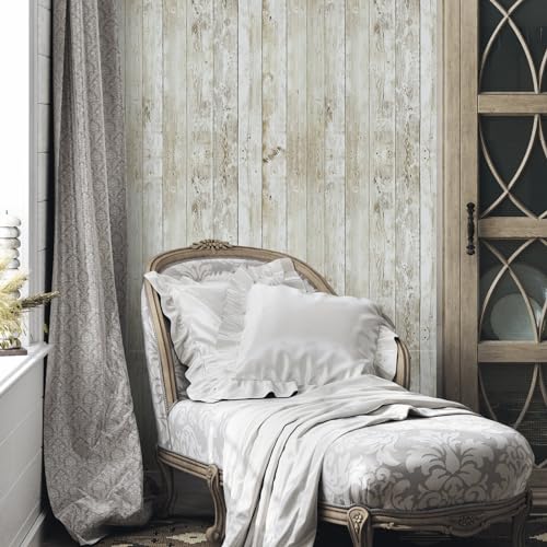 Peel and Stick Shiplap Wallpaper | 17.7" x 118" Rustic Decor