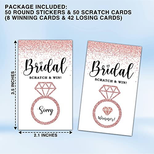 Bridal Shower Scratch Off Game Cards 50 Pack Pink and Gold Raffle Tickets