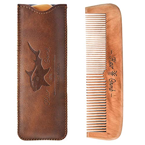 Beard Power Wooden Hair and Beard Comb with Leather Travel Case