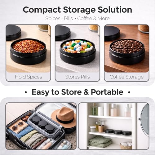 Mini Black Metal Tin Containers - 3 Pcs Portable Storage Set