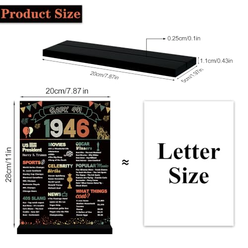 Colorful 1946 Acrylic Sign with Stand | 80th Birthday Centerpiece
