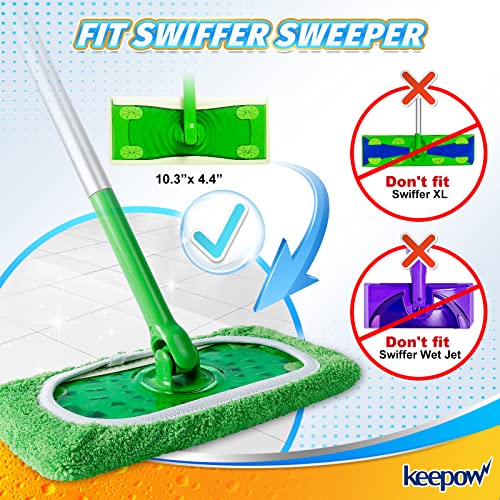 KEEPOW Reusable Mop Pads for Swiffer Sweeper, 8 Pack Washable Microfiber