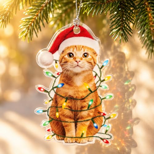 Cute Cat Christmas Ornament 2026 - Festive 4-Inch Acrylic Decor