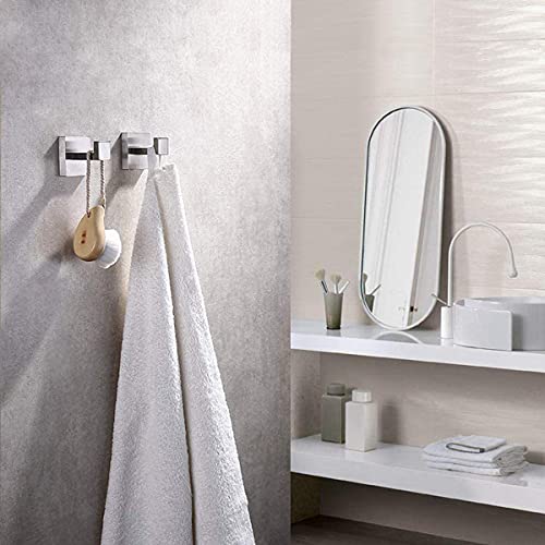 Brushed Nickel Towel Hooks for Bathroom - 2 Pack Heavy Duty
