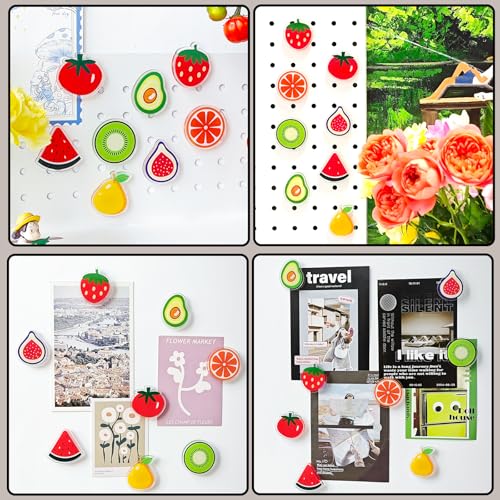 Janvelle 8-Piece Fruit Party Fridge Magnet Set - Cute Decorative Food Magnets