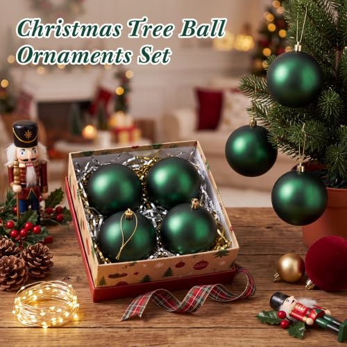 DIY Green Christmas Ornament Balls - 24 Pack 4 Inch Holiday Decor