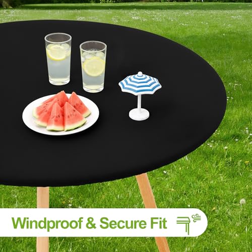 Smiry Round Spandex Tablecloth - Waterproof Elastic Cover for 45"-56" Tables