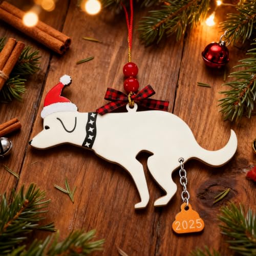 Funny Pooping Dog Christmas Ornament 2025 – Gag Gift
