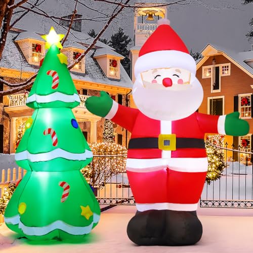 5 Ft Christmas Inflatable Santa and Tree Bundle with LED Lights Outdoor Decor
