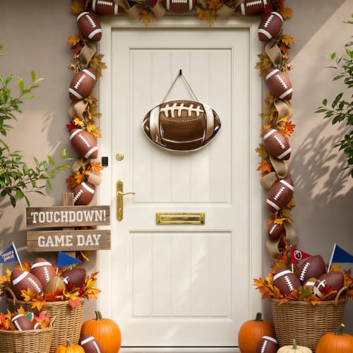Football Wooden Door Hanger - Decorative Sports Sign for Football Season
