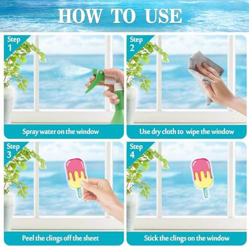 134 PCS Summer Hawaiian Window Clings - Double-Sided PVC Decor