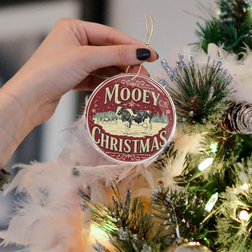 Funny Cow Christmas Ornament - Naughty Farmer Gag Gift Acrylic Decor