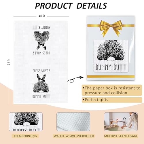 Funny Bunny Butt Kitchen Towel, 16x24 Microfiber Waffle Weave Dish Towel