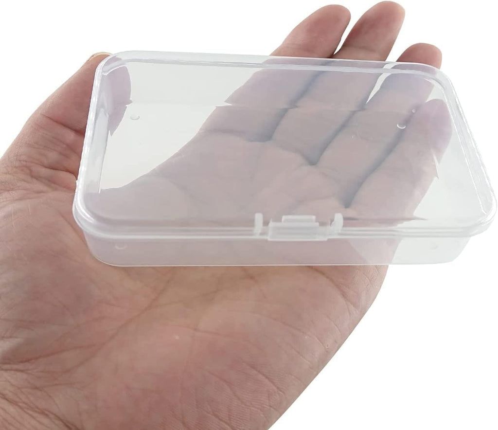 MFDSJ Mini Plastic Storage Containers - 6 Pcs Clear Rectangle Box for Small Items | 4.5x3.4 Inches