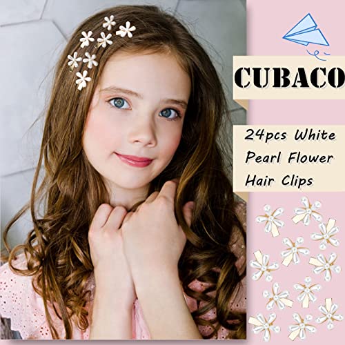 CUBACO Mini Metal Daisy Hair Claw Clips 12 Pcs White Flower Hair Accessories