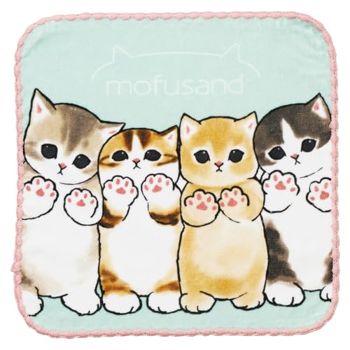 Mofusand Cat Design Mini Towel - Soft 100% Cotton, 9.8x9.8 inches