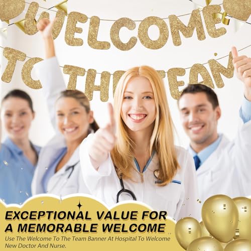Fulmoon Champagne Gold Welcome to The Team Banner – Prestrung Party Decoration