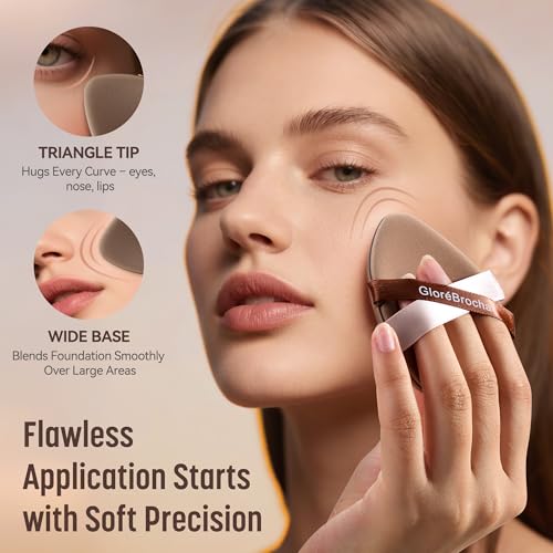 GloréBrochas Makeup Sponge Set 2PCS Latex-Free PU Soft Powder Puff Brown
