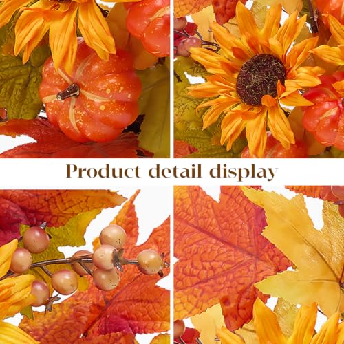 Fall Flowers Artificial Bouquet - Sunflower & Pumpkin Decor, 4PCS