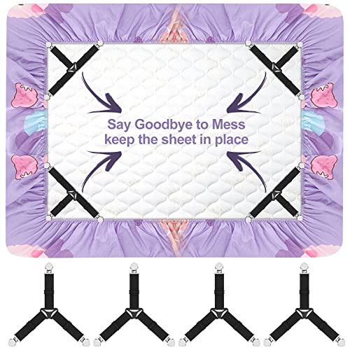 Adjustable Bed Sheet Fasteners - 4PCS Triangle Strap Clips
