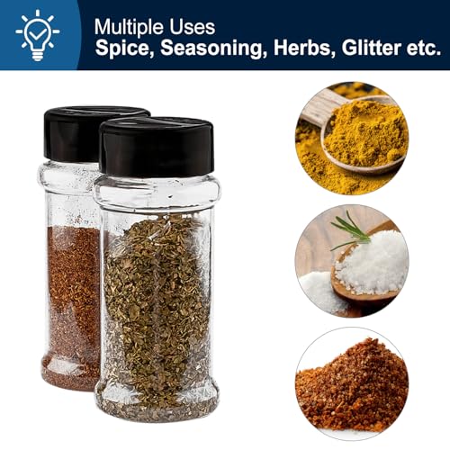 TUZAZO 3 Oz Plastic Spice Jars with Shaker Lids - 14 Piece Set