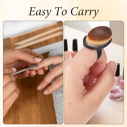 HJZHII Wearable Ring Nail Dust Brush Soft Bristle Manicure Tool 4Pcs