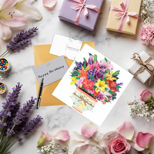Pop Up Bouquet Card - 3D Flower Card with Envelope for All Occasions