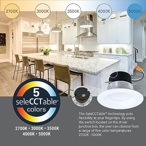 HALO 4-Inch LED Recessed Downlight Trim, 5-CCT Selectable, Dimmable