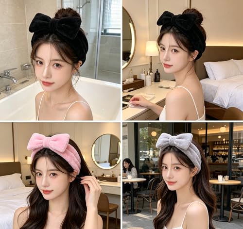 AINIFU Fluffy Spa Headband Bow Set for Skincare and Washing Face