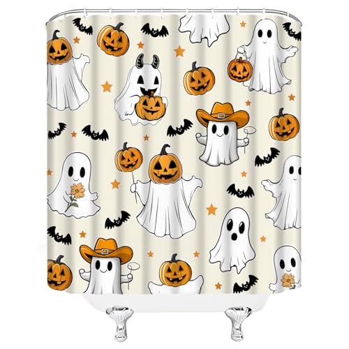 Halloween Ghost Shower Curtain 36x70 Inches Bathroom Decor Fabric with Hooks