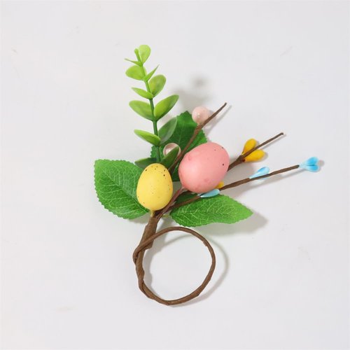 Easter Eggs Napkin Rings Set of 6, Rattan Napkin Ring, Handmade Pastel Eggs Napkin Ring Holders, Farmhouse Napkin Rings for Easter Decor Dinner Weddings Parties (Eggs-6pc)