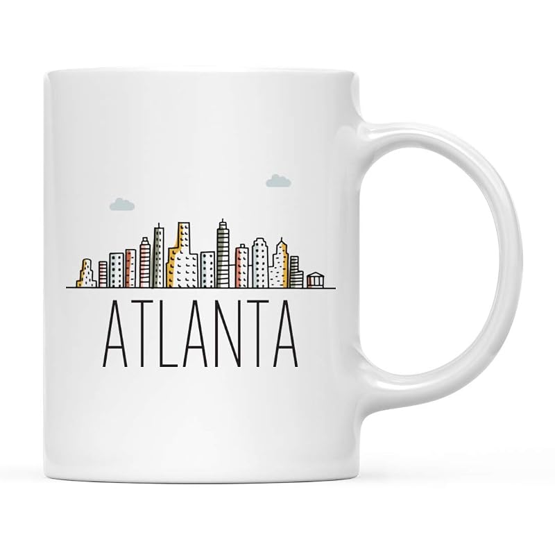 Atlanta 11oz Ceramic Coffee Mug with Gift Box – Colorful City Skyline, Andaz Press