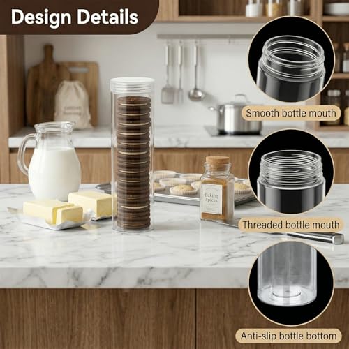 Airtight Round Cookie Storage Containers - Set of 2, Clear Plastic
