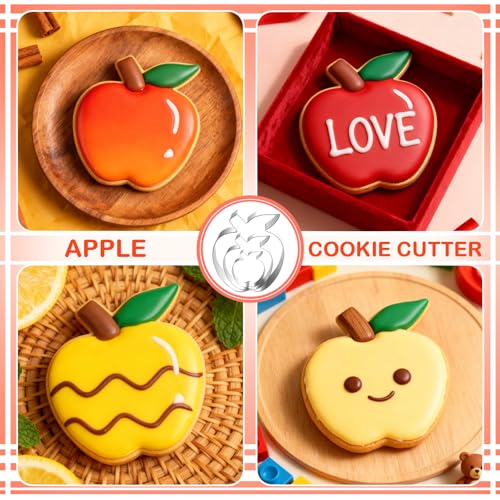 3-Piece Apple Cookie Cutter Set - Stainless Steel Fruit Shapes