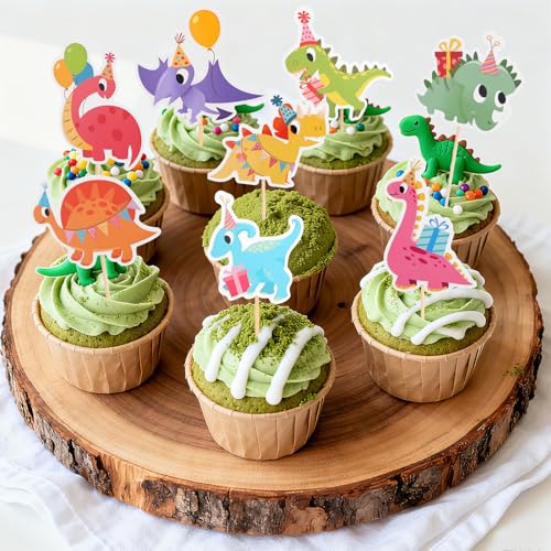 32 Dinosaur Cupcake Toppers - Cute Dino Picks for Parties