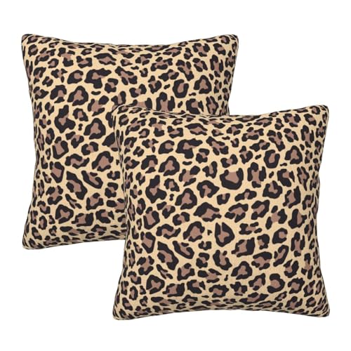 Jbofyee Leopard Throw Pillow Covers 20x20 Inch, Soft Cheetah Print Set of 2