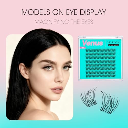 VLVLOCK Venus 12mm D Curl Wispy Lash Clusters with Invisible Band