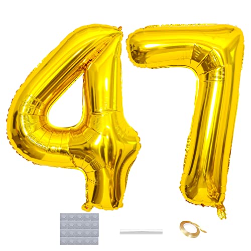 Gold 40 Inch Jumbo Number Balloons 4 & 7 for Birthday & Anniversary