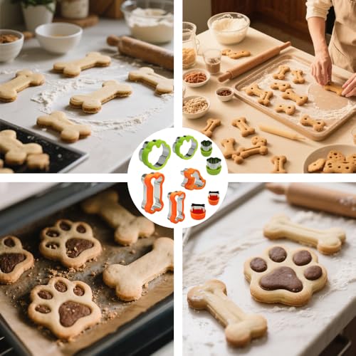 9-Piece Dog Cookie Cutter Set with Safe Stainless Steel Handles