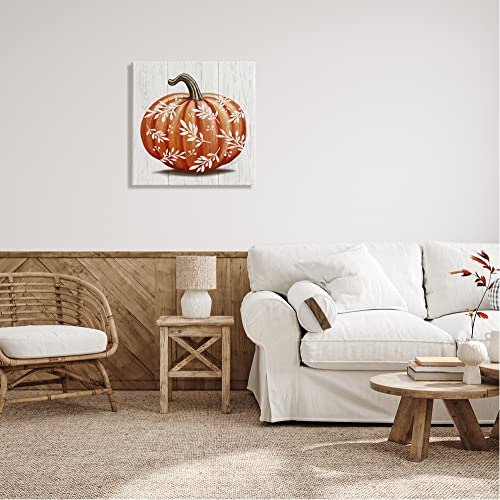 Stupell Industries Orange Fall Botanical Pumpkin Canvas Wall Art, Design by Elizabeth Tyndall, 24 x 24, Gallery Wrapped Canvas