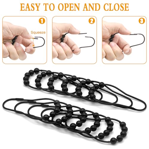 Cerpourt 12 Pcs Rustproof Metal Shower Curtain Hooks - Black