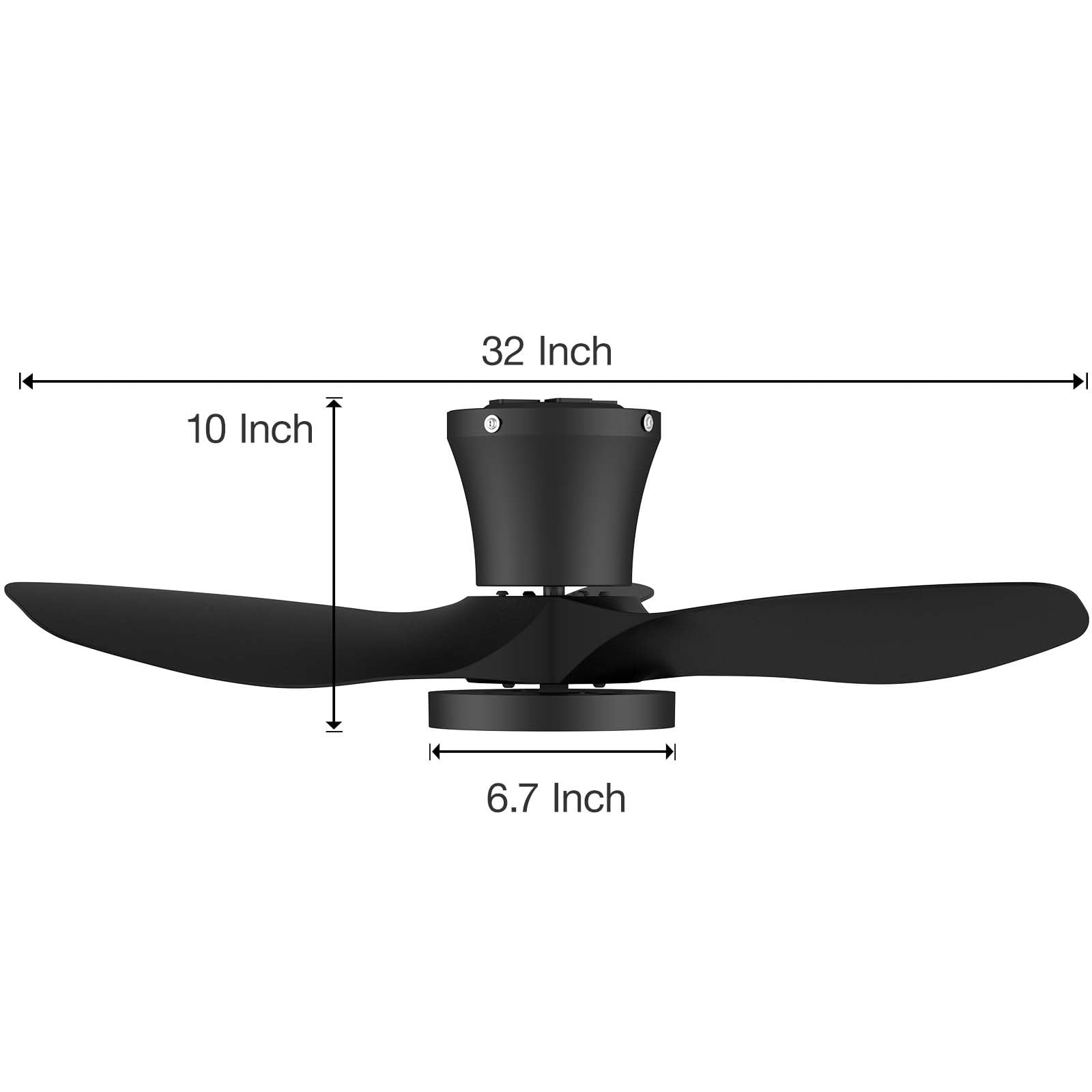 ocioc Quiet Ceiling Fan with LED Light DC Motor 32 inch Large Air Volume Remote Control Black