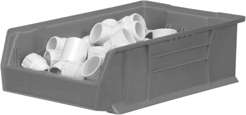 Akro-Mils Super-Size Plastic Storage Bins - Space-Saving Stackable Organizers, 20" L x 12" W x 6" H, Grey, 4-Pack